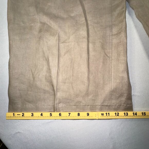 Lafayette 148 NYC - 100% Linen Cropped Palazzo Pants Khaki Tan Sz 10 MSRP $1298 - Picture 12 of 12